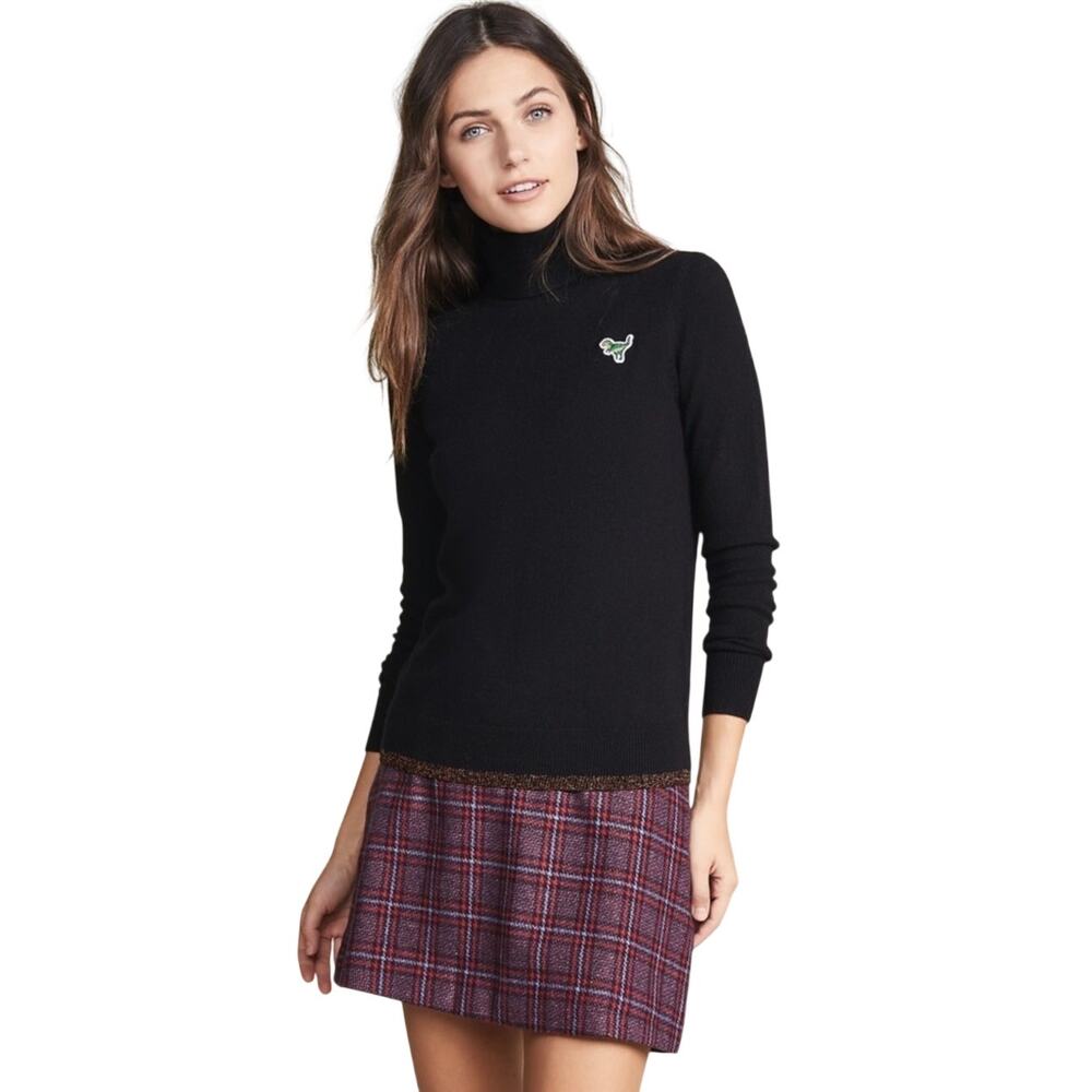 Coach Black Dino Rexy Glitter Turtleneck Sweater, Wool Cashmere, Sample, Small